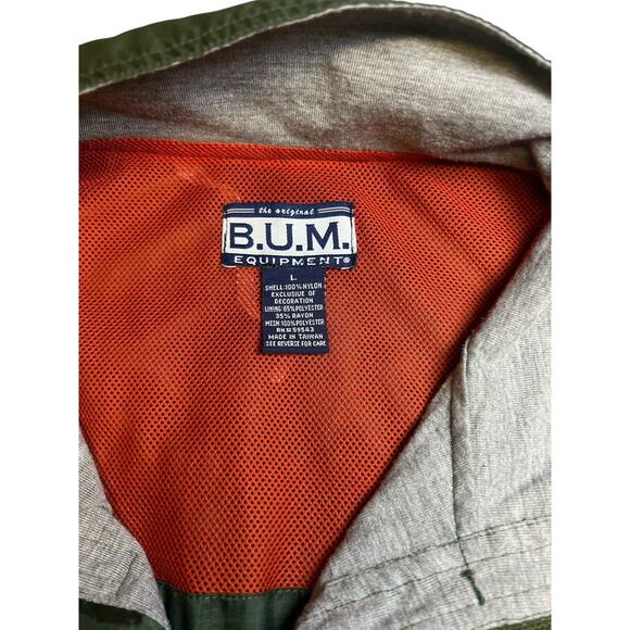 B.U.M. Equipment Green Vest Size Men’s L Windbreaker Pocketed Hiking Zip Up 90’s - Picture 5 of 10
